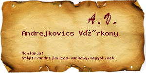 Andrejkovics Várkony névjegykártya